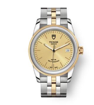 Cheap Tudor Glamour Date Review Replica Watch 36 mm steel case Steel and yellow gold bezel m55003 0005