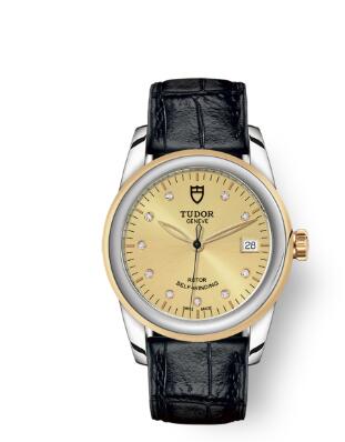 Cheap Tudor Glamour Date Review Replica Watch 36 mm steel case Diamond set dial m55003 0051