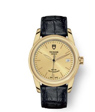 Cheap Tudor Glamour Date Review Replica Watch 36 mm yellow gold case Yellow gold bezel m55008 0011