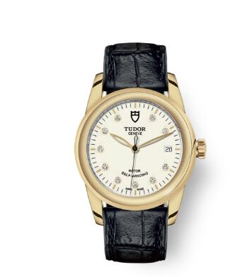 Cheap Tudor Glamour Date Review Replica Watch 36 mm yellow gold case Diamond set dial m55008 0023