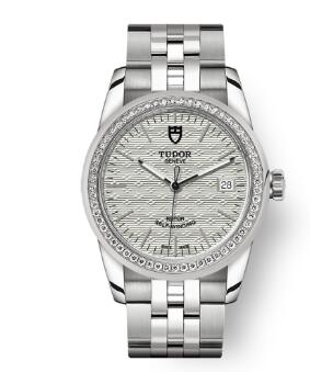 Cheap Tudor Glamour Date Review Replica Watch 36 mm steel case Diamond set bezel m55020 0002