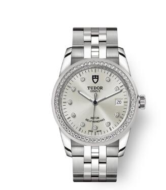 Cheap Tudor Glamour Date Review Replica Watch 36 mm steel case Diamond set dial m55020 0003