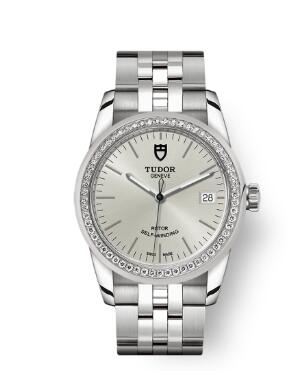 Cheap Tudor Glamour Date Review Replica Watch 36 mm steel case Diamond set bezel m55020 0004
