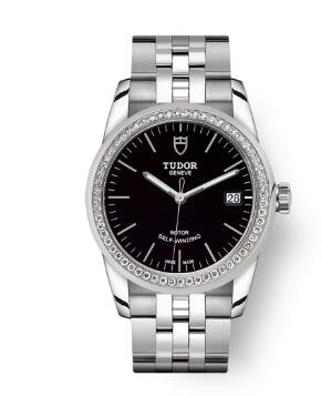 Cheap Tudor Glamour Date Review Replica Watch 36 mm steel case Diamond set bezel m55020 0008