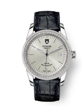 Cheap Tudor Glamour Date Review Replica Watch 36 mm steel case Diamond set bezel m55020 0057