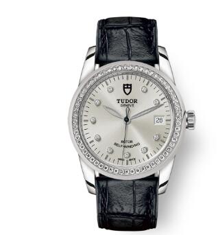 Cheap Tudor Glamour Date Review Replica Watch 36 mm steel case Diamond set dial m55020 0058