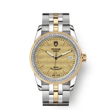 Cheap Tudor Glamour Date Review Replica Watch 36 mm steel case Diamond set bezel m55023 0027