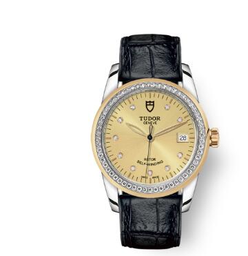 Cheap Tudor Glamour Date Review Replica Watch 36 mm steel case Diamond set dial m55023 0050