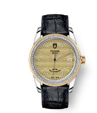 Cheap Tudor Glamour Date Review Replica Watch 36 mm steel case Diamond set dial m55023 0052