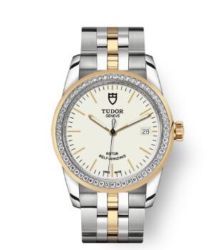 Cheap Tudor Glamour Date Review Replica Watch 36 mm steel case Diamond set bezel m55023 0081