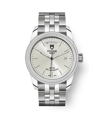 Cheap Tudor Glamour Date Day Review Replica Watch 39 mm steel case Silver dial m56000 0005