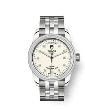 Cheap Tudor Glamour Date Day Review Replica Watch 39 mm steel case Diamond set dial m56000 0182