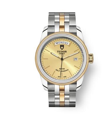 Cheap Tudor Glamour Date Day Review Replica Watch 39 mm steel case Steel and yellow gold bezel m56003 0005