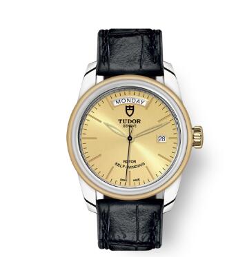 Cheap Tudor Glamour Date Day Review Replica Watch 39 mm steel case Steel and yellow gold bezel m56003 0024