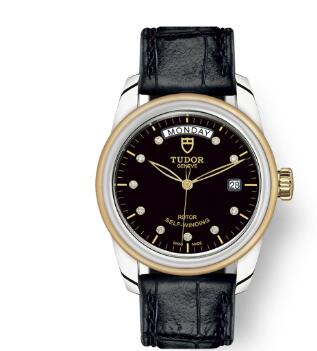 Cheap Tudor Glamour Date Day Review Replica Watch 39 mm steel case Diamond set dial m56003 0045