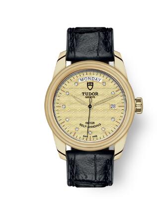 Cheap Tudor Glamour Date Day Review Replica Watch 39 mm yellow gold case Diamond set dial m56008 0017