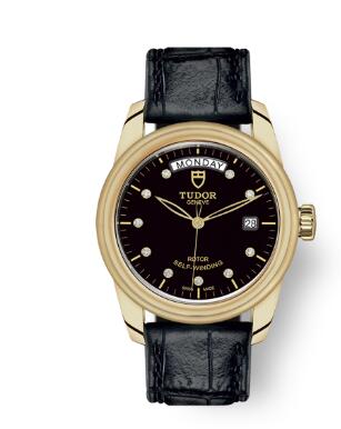 Cheap Tudor Glamour Date Day Review Replica Watch 39 mm yellow gold case Diamond set dial m56008 0019