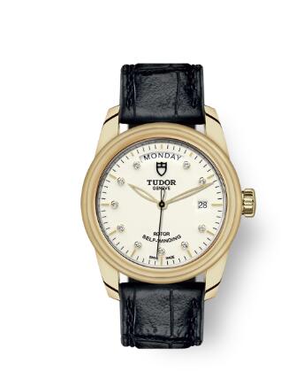 Cheap Tudor Glamour Date Day Review Replica Watch 39 mm yellow gold case Diamond set dial m56008 0023
