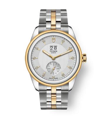 Buy Tudor Glamour Double Date Review Replica Watch for sale 42 mm steel case Diamond set dial m57103 0005