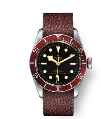 Tudor BLACK BAY replica watch m79230r 0009 41 mm steel case Burgundy fabric strap