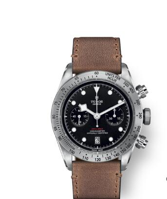 Tudor BLACK BAY CHRONO M79350 0005 41 mm steel case Aged leather strap replica watch