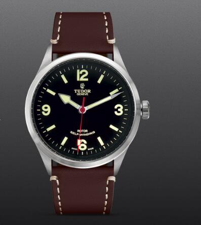 Replica Watch TUDOR HERITAGE RANGER m79910 0013 Black dial Dark brown leather strap