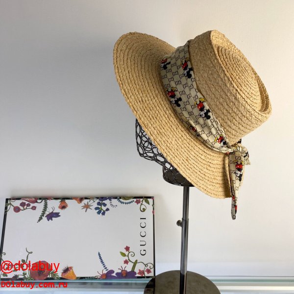 Gucci Replica 2020 Mickey Ribbon Raffia USA Hat
