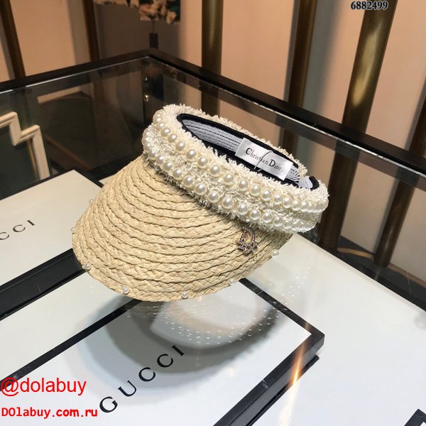 Best Christian Dior Natural raffia splicing sun Empty top hat