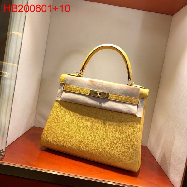 Hermes Kelly 32cm Togo leather Yellow Replica Handbags Hermes Kelly Kelly 32CM