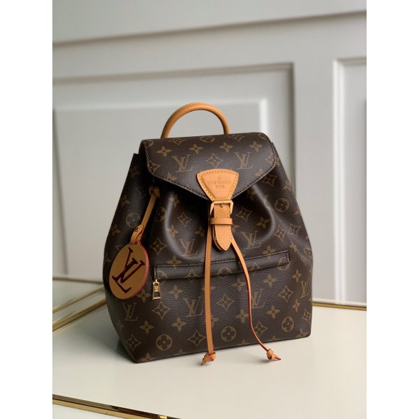 Louis Vuitton Montsouris Backpack Monogram CanvasNatural leather Brown Replica Replica Handbags Louis Vuitton Montsouris