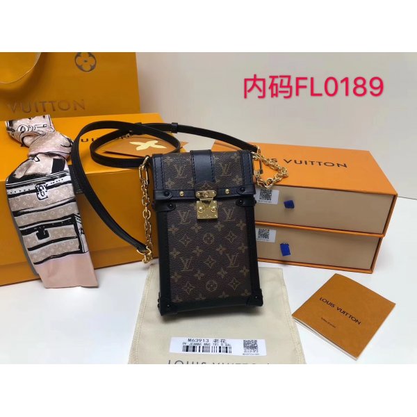 Louis Vuitton AAA+ Vertical Trunk Pochette Monogram M63913 Brown Replica Handbags Louis Vuitton Monogram