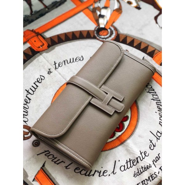 Hermes Replica Bags Jige 29cm Epsom Leather Gray Replica Handbags Hermes Clutchs