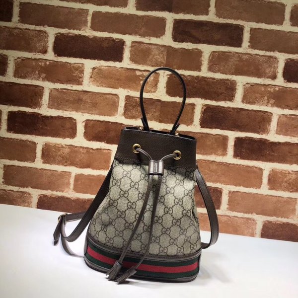 BeigeEbony Knockoff 550621 GG Supreme Ophidia Small Bucket Bag Replica Handbags Gucci Ophidia