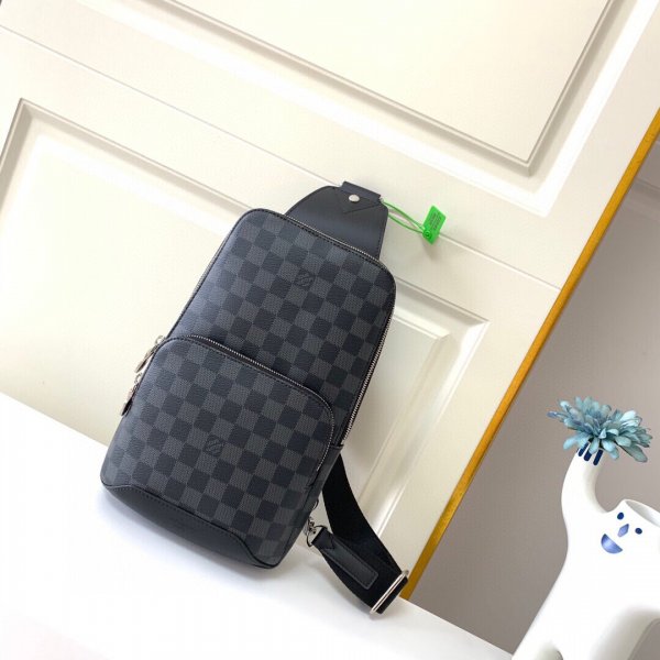 Louis Vuitton Replicas Avenue Sling Bag Damier Graphite Canvas N41719 Grey Replica Handbags Louis Vuitton Damier Canvas