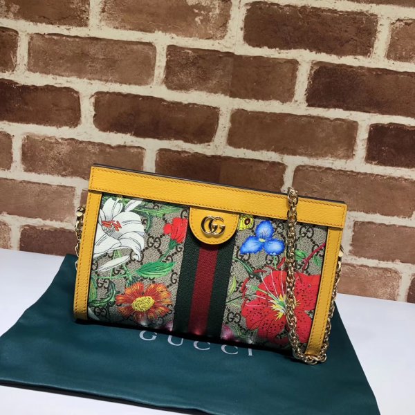 USA Gucci Top Quality GG Supreme Flora Ophidia Small 503877 Shoulder Replica Handbags Gucci Ophidia