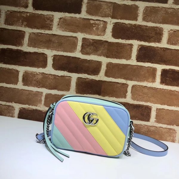 USA Gucci Replica 448065 Calfskin Matelasse Mini GG Marmont Bag Replica Handbags Gucci GG Marmont