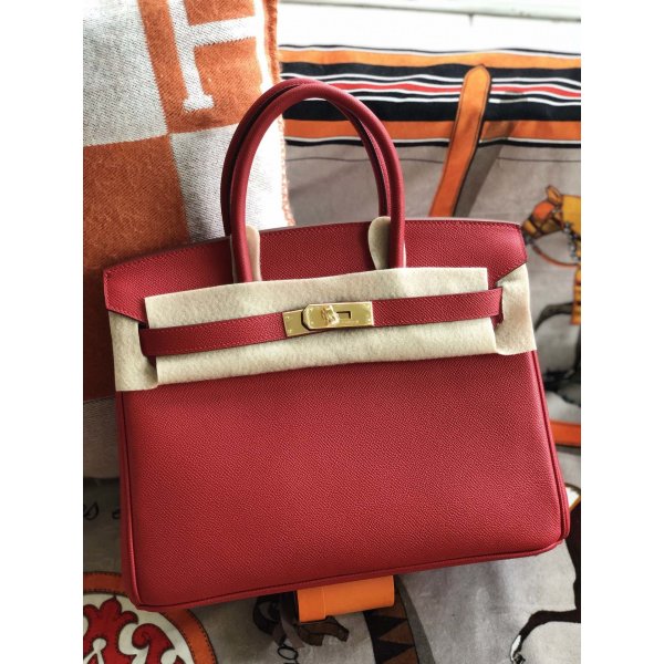 Hermes Birkin 35cm Epsom leather Handbags Red Golden Replica Handbags Hermes Birkins 35CM Epsom