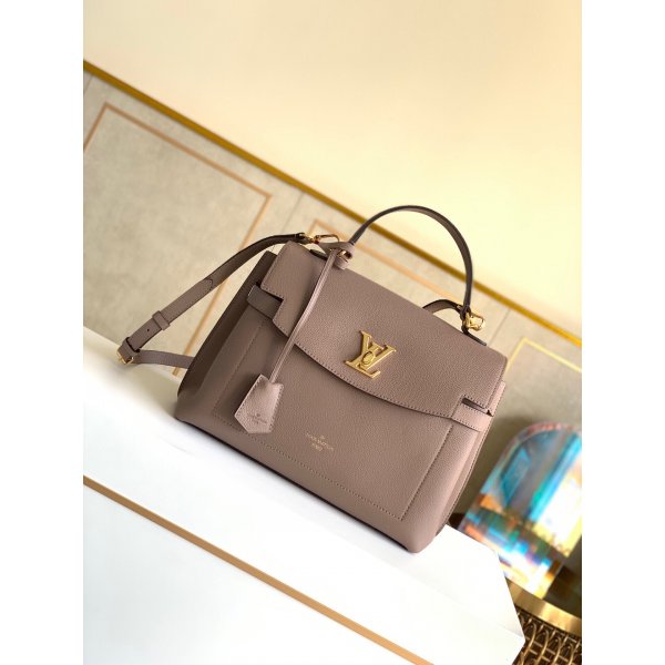 Best Louis Vuitton Lockme Ever MM Lockme M56094 Beige Leather Replica Handbags Louis Vuitton Lockme