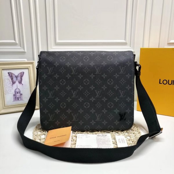 Best LV District MM Monogram Eclipse Canvas M44001 Replica Handbags Louis Vuitton Men Bags
