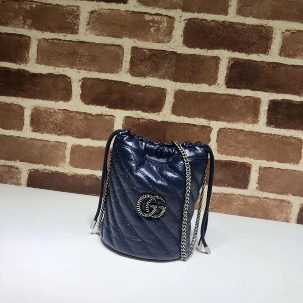 Replica Gucci Cheap Leather GG Marmont 575163 Mini Bucket Bag Replica Handbags Gucci GG Marmont