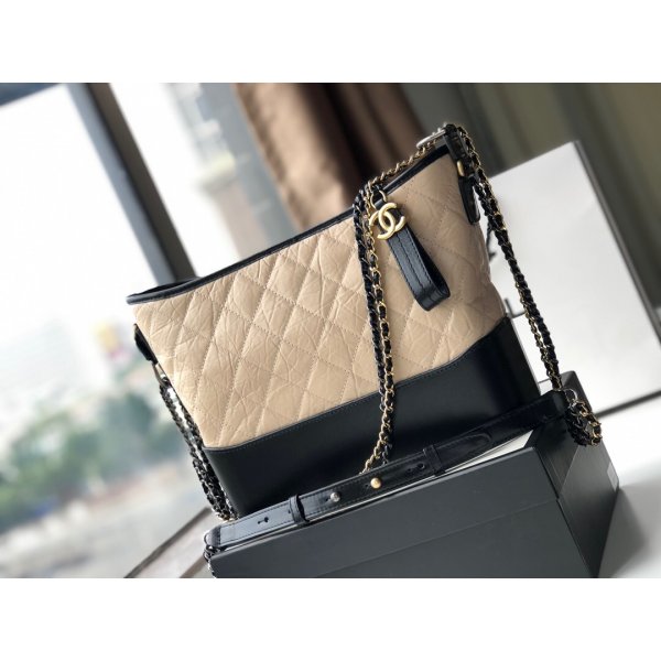 Best CC Gabrielle hobo bag 28cm Black Apricot Replica Handbags Ch 