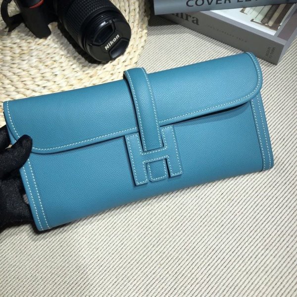 Cheap Replica Designer Handbags Jige 29cm Epsom Leather Blue Replica Handbags Hermes Clutchs