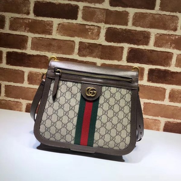 Replica Gucci GG Supreme Saddle Shoulder 523658 Bag USA Brown Replica Handbags Gucci Shoulder