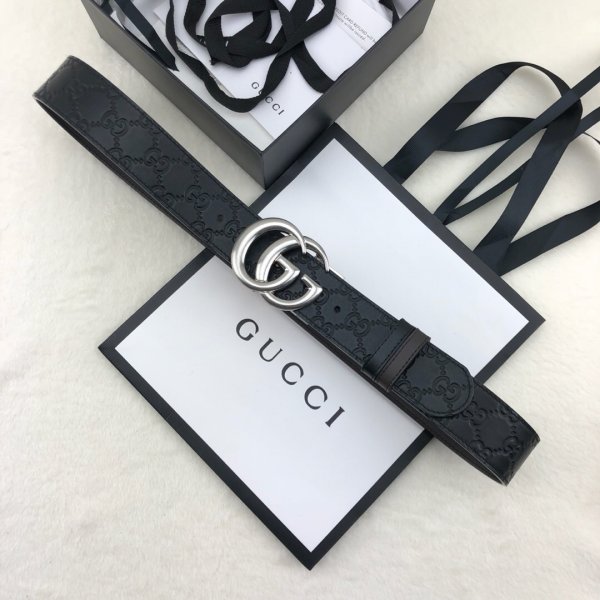 Gucci Belt With Double G Buckle 38mm 2 Black Fake Replica Handbags Gucci Belts