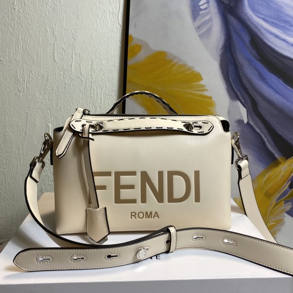 Top Quality Fendi 660100 Apricot White Bag by the way Replica Handbags Fendi