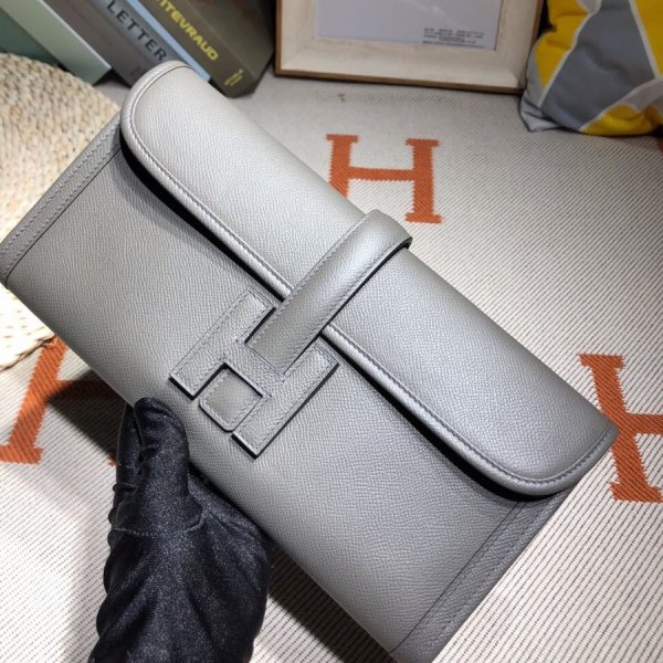 Hermes Outlet Jige 29cm Epsom Leather Grey Replica Handbags Hermes Clutchs