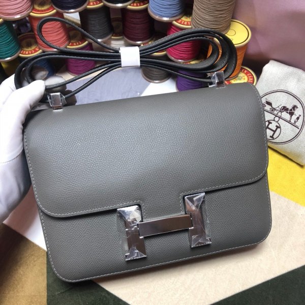 Hermes Constance Bag 23cm Epsom Leather Dark Grey Replica Handbags Hermes Constance 23cm