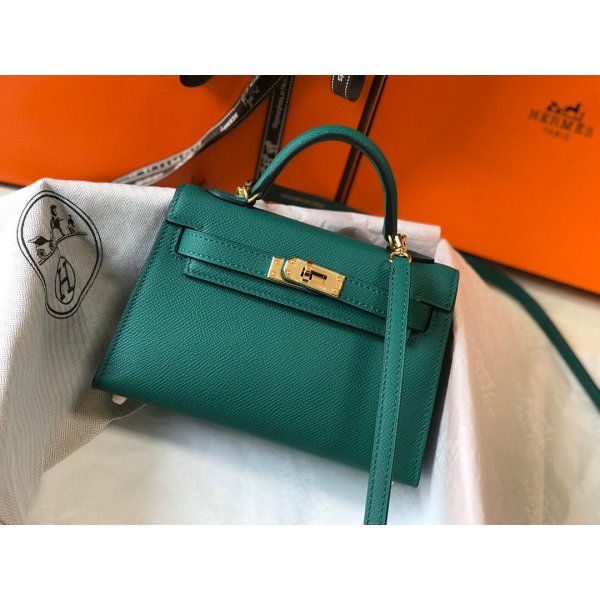 Hermes Mini Kelly Replica Army Green Handbag Epsom leather Replica Handbags Hermes Kelly Mini Kelly