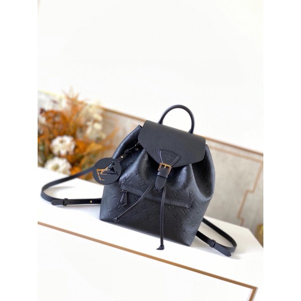 Louis Vuitton Fashion Montsouris Backpack Monogram Empreinte Leather M45205 Black Replica Handbags Louis Vuitton Montsouris
