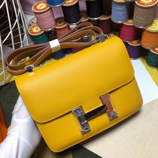 Hermes Constance Bag 23cm Epsom Leather Yellow Replica Handbags Hermes Constance 23cm